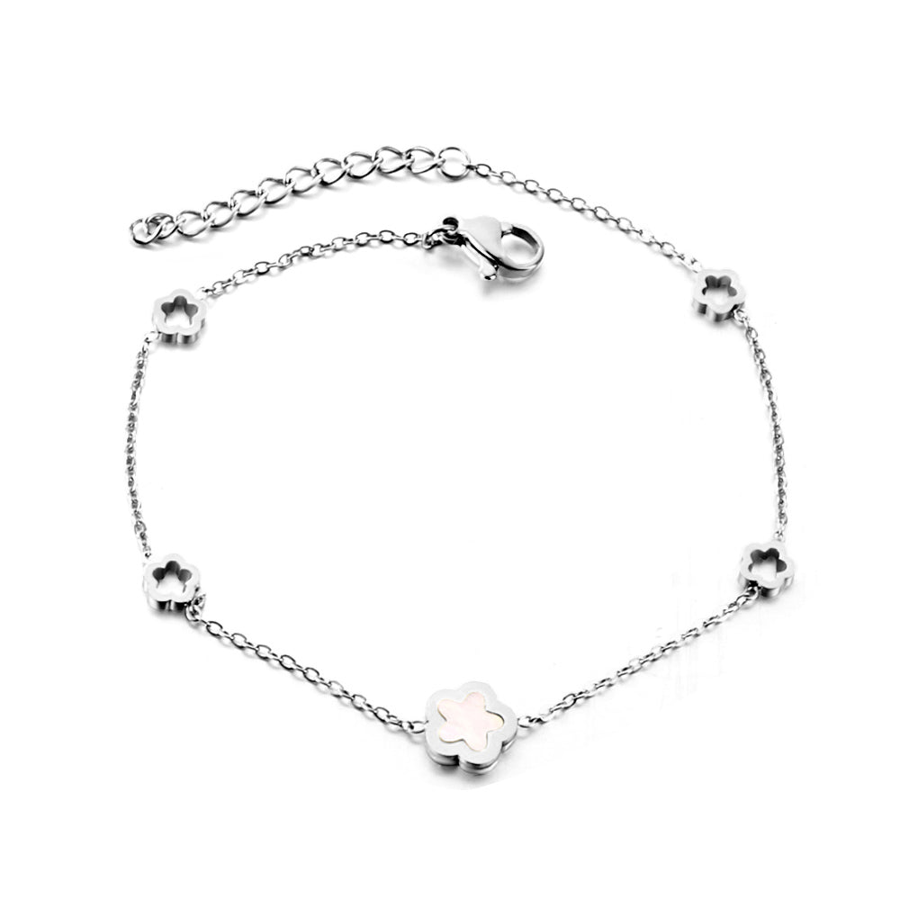 Wholesale New 4 Peach Blossoms Hollow+A White Shell Peach Blossom Accessories Bracelet