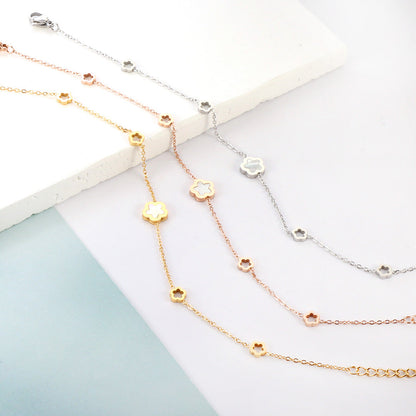 Wholesale New 4 Peach Blossoms Hollow+A White Shell Peach Blossom Accessories Bracelet