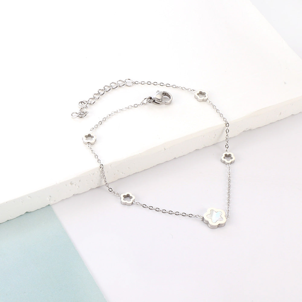 Wholesale New 4 Peach Blossoms Hollow+A White Shell Peach Blossom Accessories Bracelet