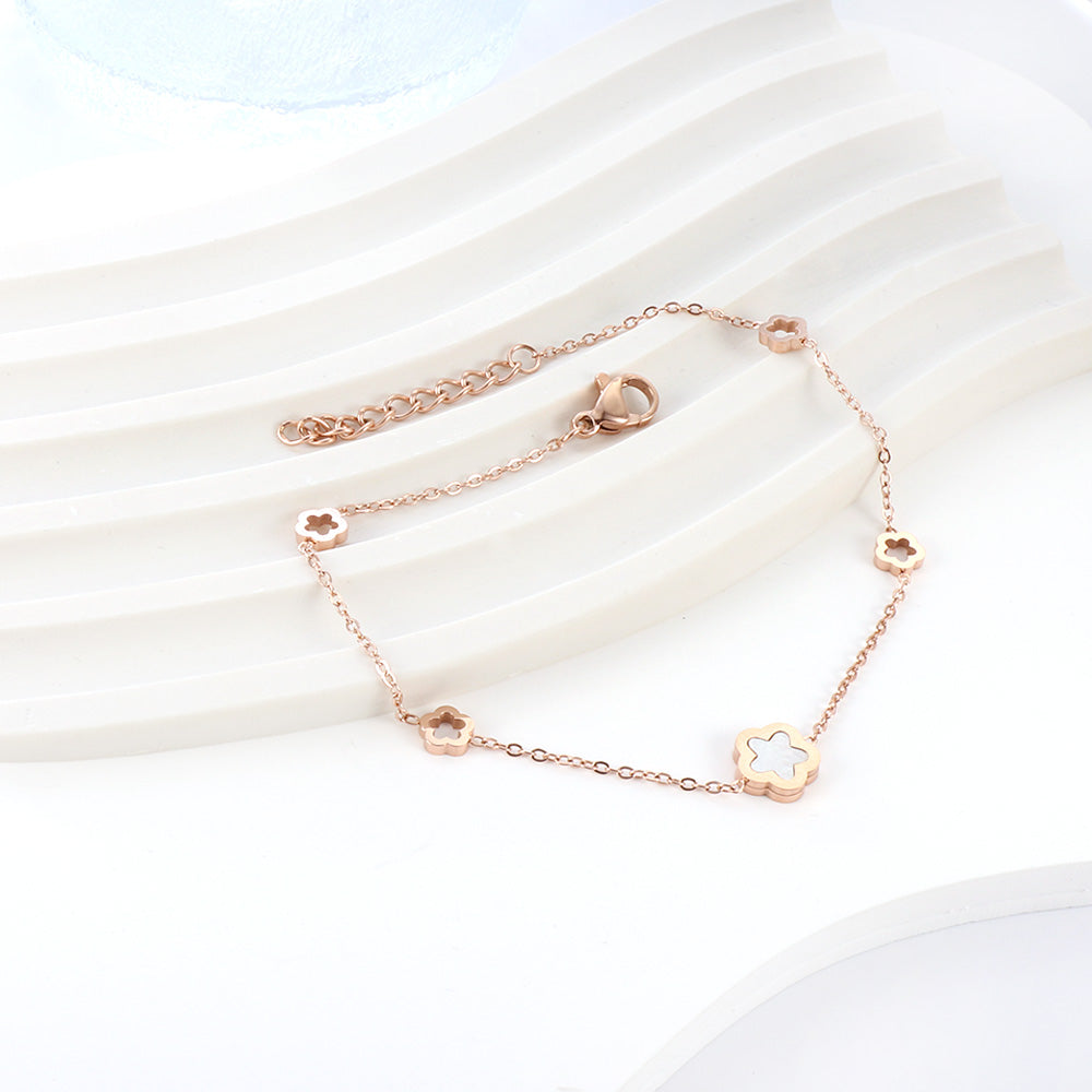 Wholesale New 4 Peach Blossoms Hollow+A White Shell Peach Blossom Accessories Bracelet