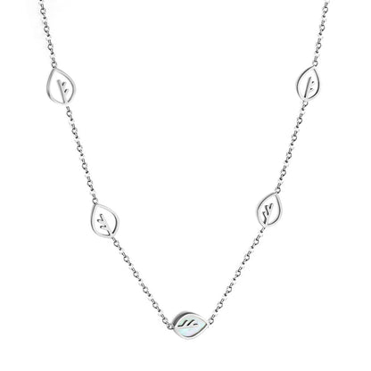 New Fashion 4 Pieces of Hollow Leaves + Leaves With White Shell Necklace