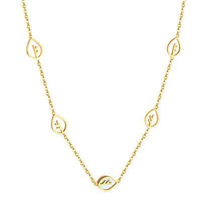 New Fashion 4 Pieces of Hollow Leaves + Leaves With White Shell Necklace