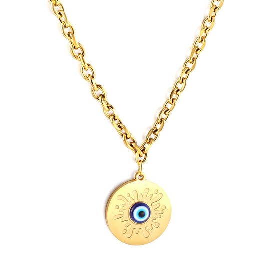 New Fashion Round Accessory With Dark Blue Cat's Eye Necklace