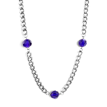 New Fashion 3 Irregular Round Dark Blue Diamonds Necklace