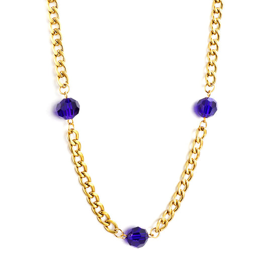 New Fashion 3 Irregular Round Dark Blue Diamonds Necklace