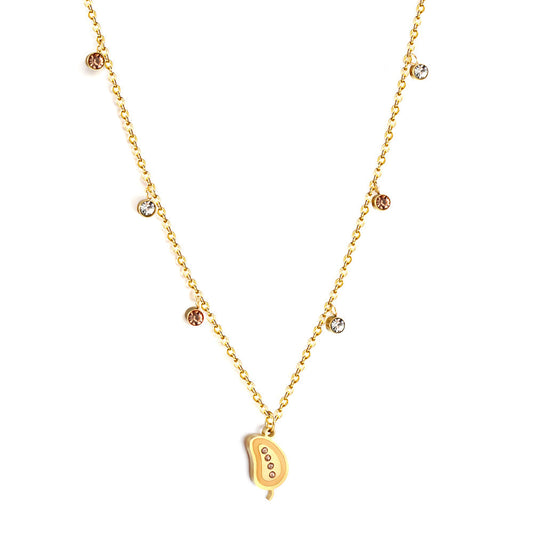 New 3 Champagne Diamonds+3 White Diamonds+Mango With Champagne Colored Diamond Necklace
