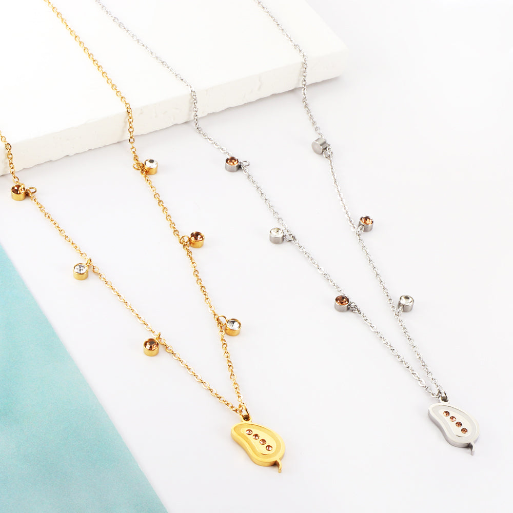 New 3 Champagne Diamonds+3 White Diamonds+Mango With Champagne Colored Diamond Necklace