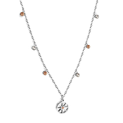 New 3 Champagne Diamonds+3 White Diamonds+Wheel Bone With Champagne Colored Diamond Necklace