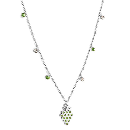 New 3 Green Diamonds + 3 White Diamonds + Grapes With Green Diamond Necklace