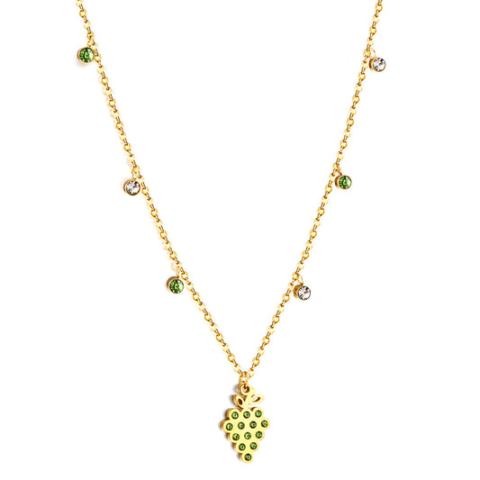 New 3 Green Diamonds + 3 White Diamonds + Grapes With Green Diamond Necklace