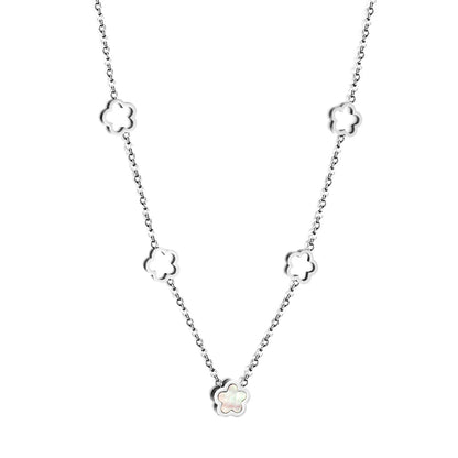 Wholesale 4 Hollow Peach Blossoms+Peach Blossom With White Shell Accessories Necklace
