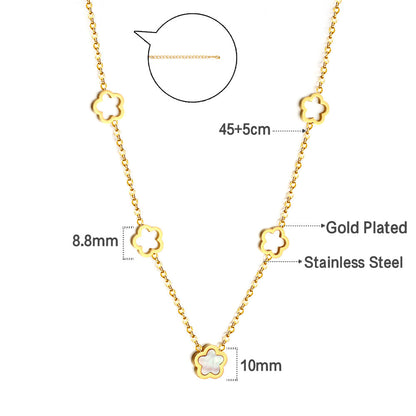 Wholesale 4 Hollow Peach Blossoms+Peach Blossom With White Shell Accessories Necklace