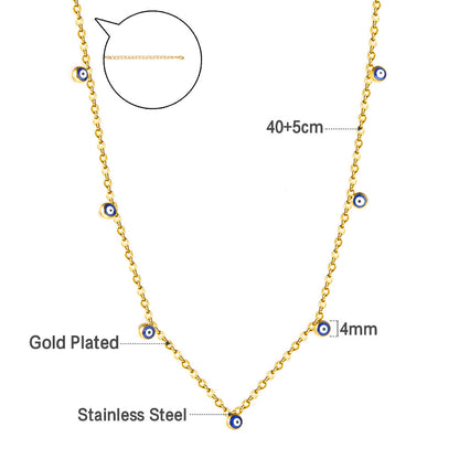 Fashion Stainless Steel 7 Blue-eyed Beads Accessories Necklace