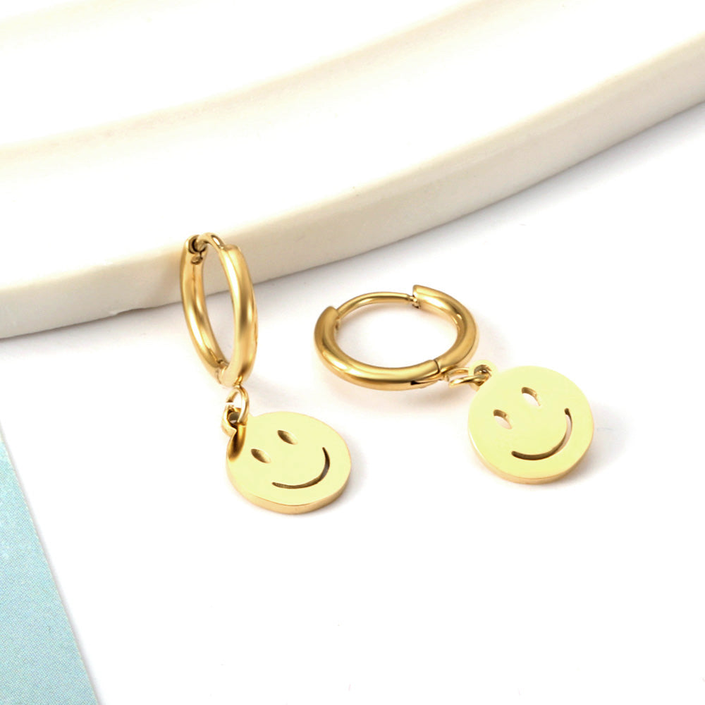 1.6x11mm Circle With Smiley Face Stud Earrings