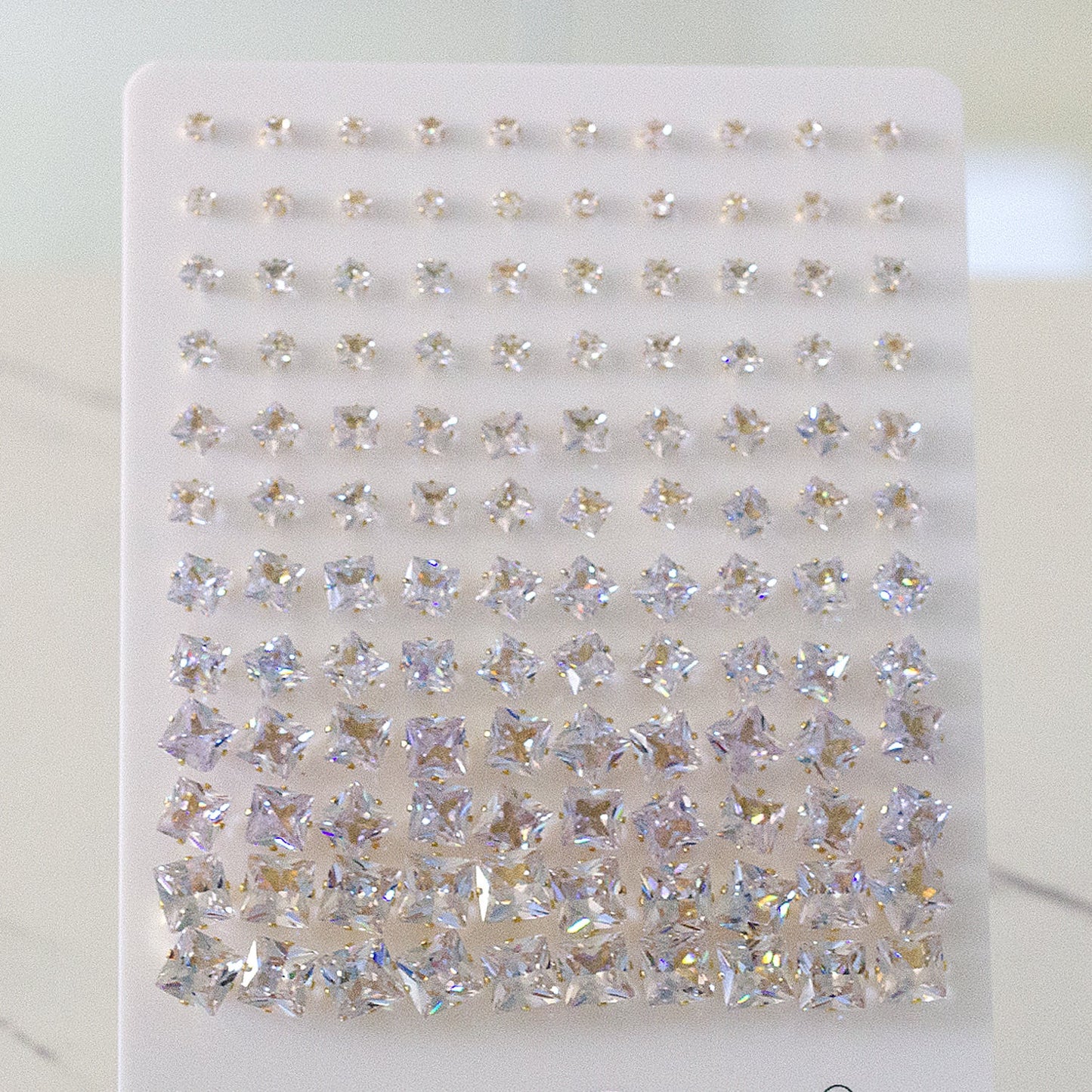 3-8 Snapback Steel/Gold Square White Diamond/Black Diamond Stud Earrings