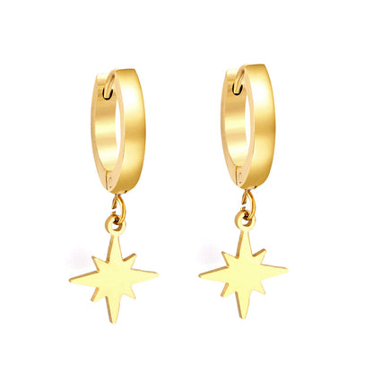 2023 New 1.6x11mm Circle with Lucky Star Earrings