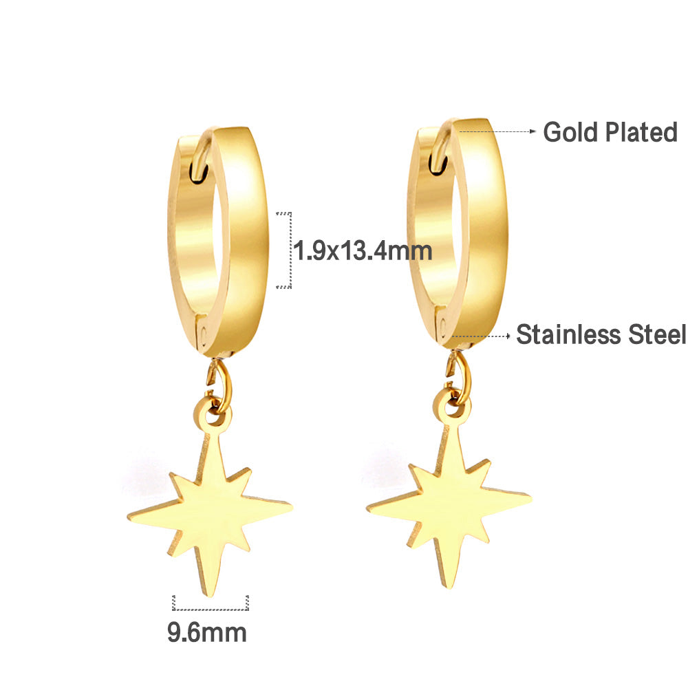 2023 New 1.6x11mm Circle with Lucky Star Earrings