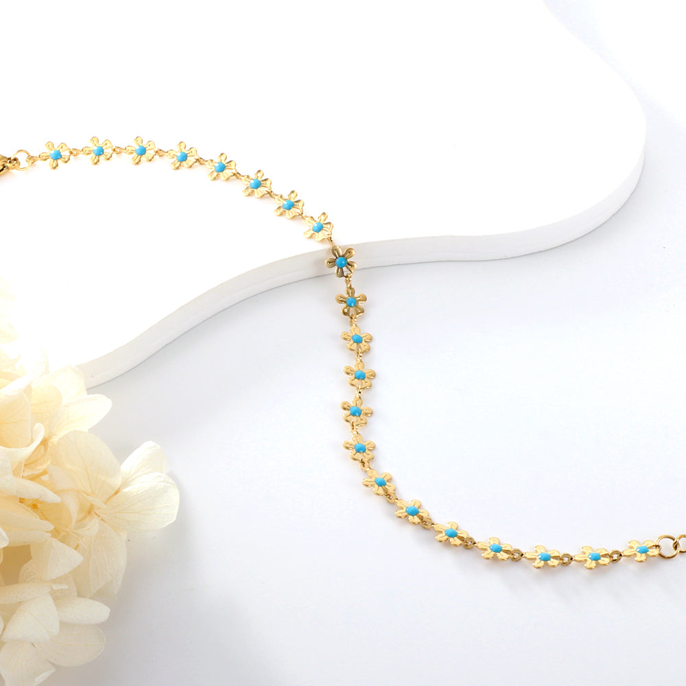 New Fashion Peach Blossom Blue Oil Drip Bracelet For Women