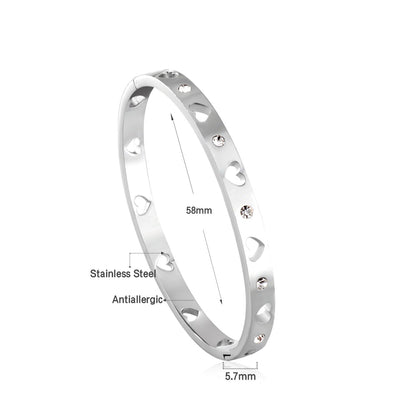 New Fashion Steel Color With Diamonds Hard Bracelet For Women