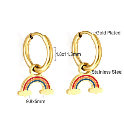 New 1.6x11mm Circle With Mixed Color Rainbow Earrings