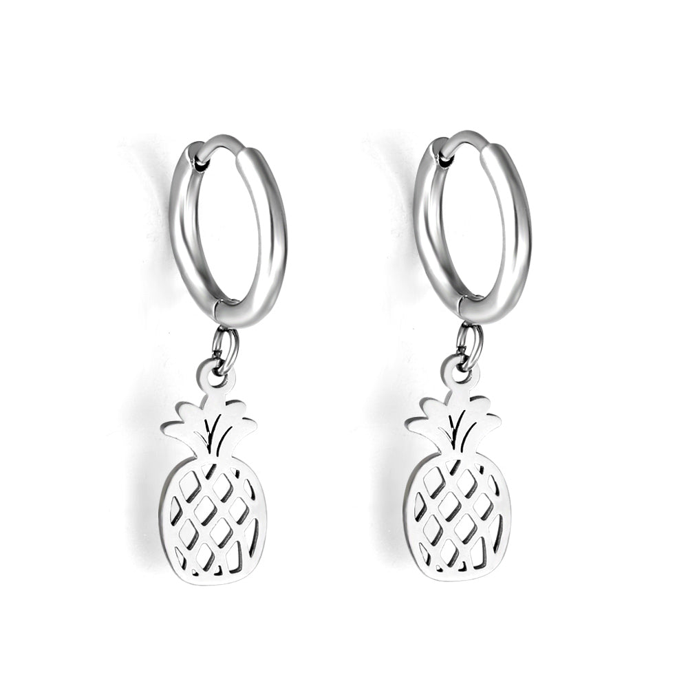 New 1.6x11mm Circle With Pineapple Earrings