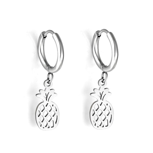 New 1.6x11mm Circle With Pineapple Earrings