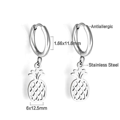 New 1.6x11mm Circle With Pineapple Earrings