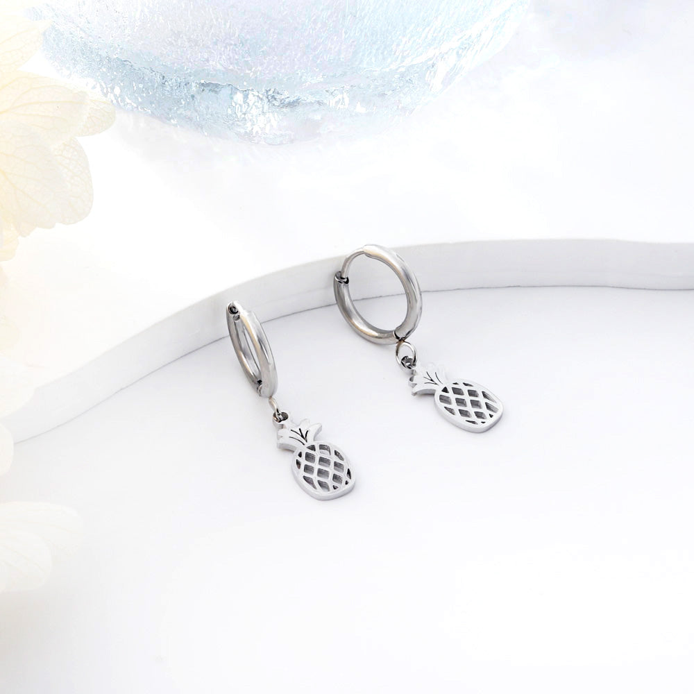 New 1.6x11mm Circle With Pineapple Earrings