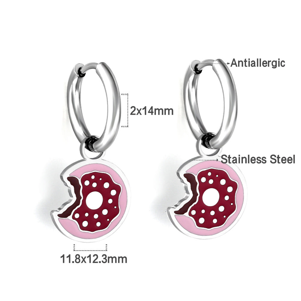 New 1.6x11mm Circle With Mixed Color Rainbow Earrings