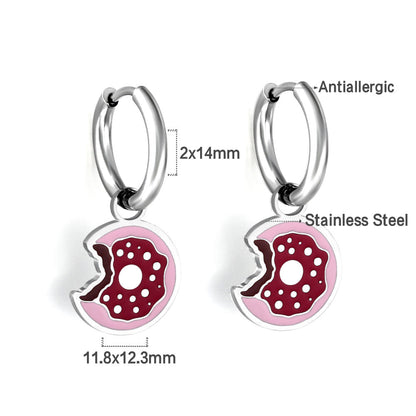 New 1.6x11mm Circle With Mixed Color Rainbow Earrings