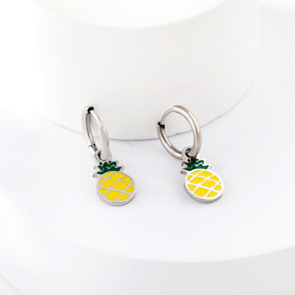 New 1.6x11mm Circle With Mixed Color Pineapple Earrings