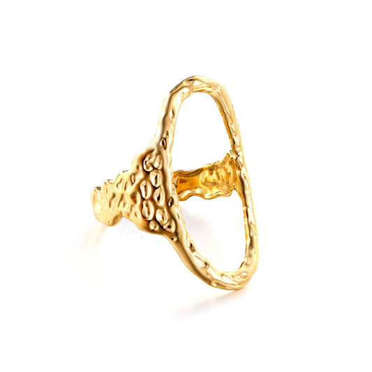 2025 New Fashion Stainless Steel 18k Gold Plated Oval Shape Ring For Women