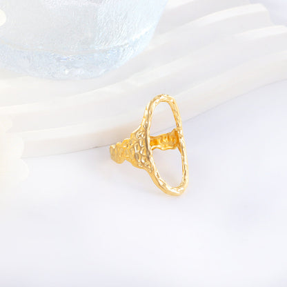 2025 New Fashion Stainless Steel 18k Gold Plated Oval Shape Ring For Women