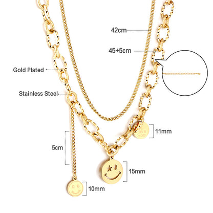 Three Round Accessories Pendant+With Chain Double Chain Necklace