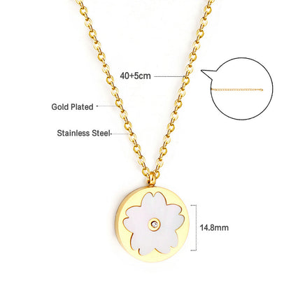 New Fashion Round Black and White Shell Pendant with Diamond Necklace