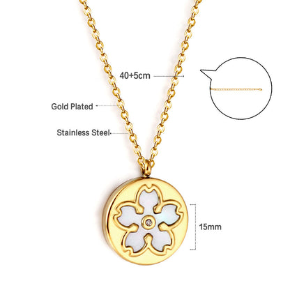 New Fashion Round White Shell Pendant with Diamond Necklace