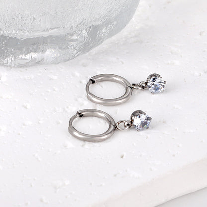 1.5x8mm I.D. earrings+4.5mm white/purple/red/pink/green zirconium round shaped fittings steel color