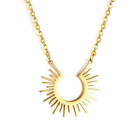 Irregular half-loop pendant necklace