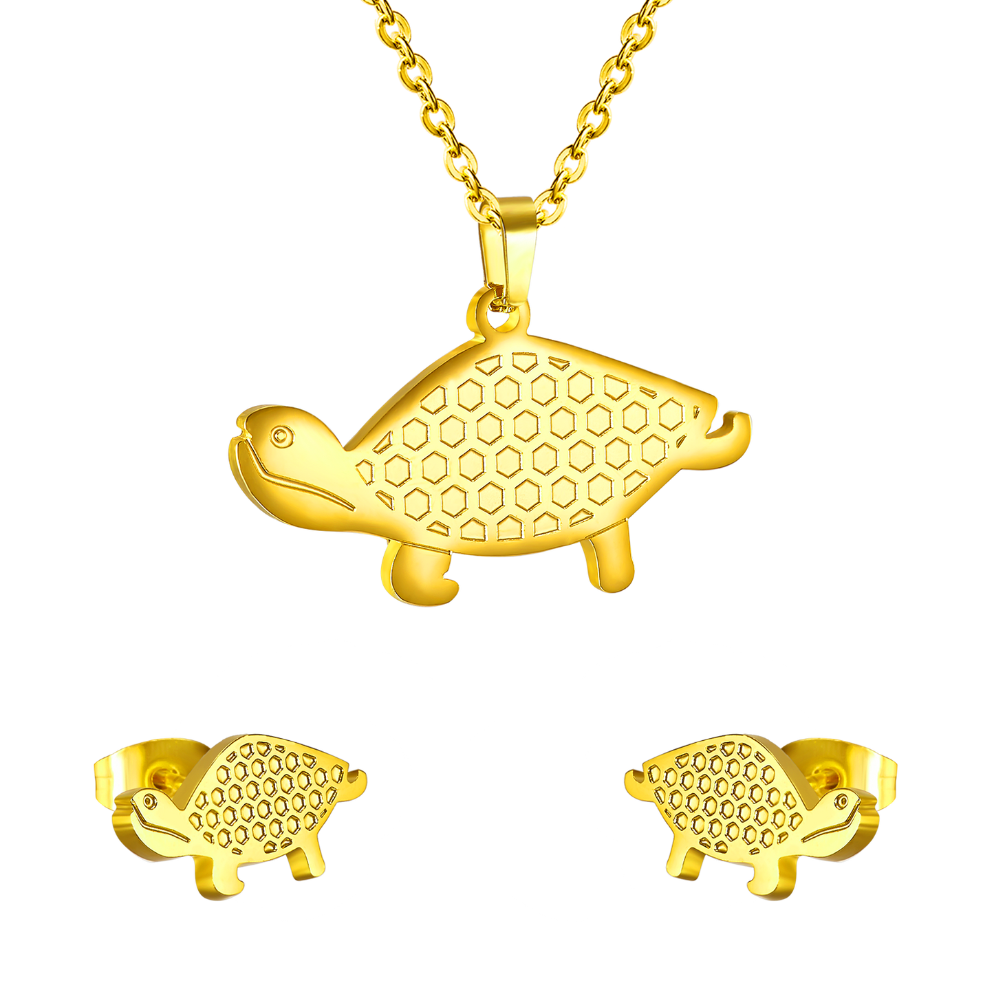 Gold/steel color turtle's shell on the door is made by oil pressing process, beautiful design jewelry set.