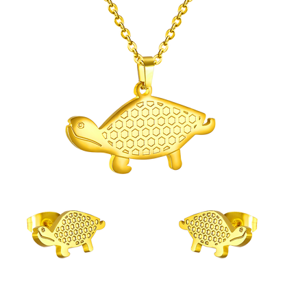 Gold/steel color turtle's shell on the door is made by oil pressing process, beautiful design jewelry set.