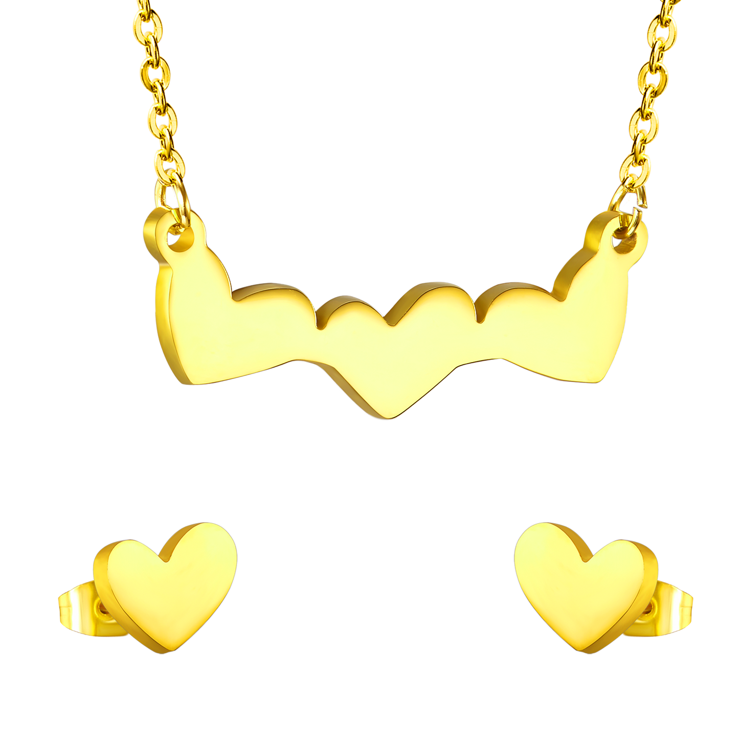 Gold Cut Heart Glossy Set
