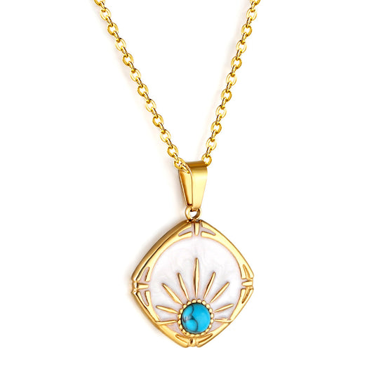 Turquoise set eye pendant necklace