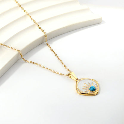 Turquoise set eye pendant necklace