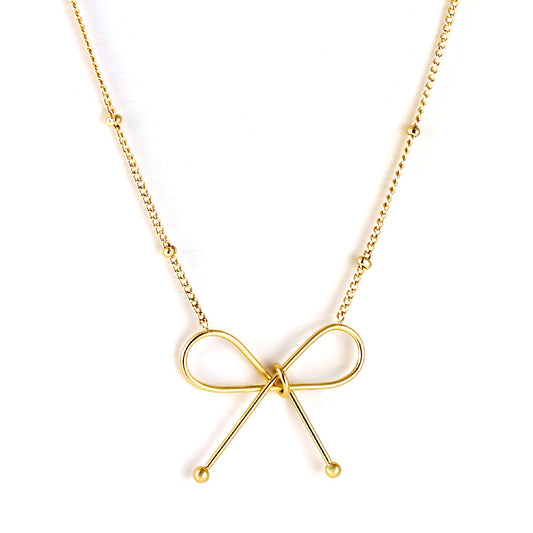 Wholesale 18K gold-plated bow pendant necklace