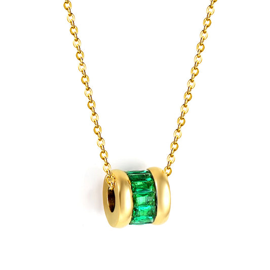 18K gold plated green CZ pendant necklace