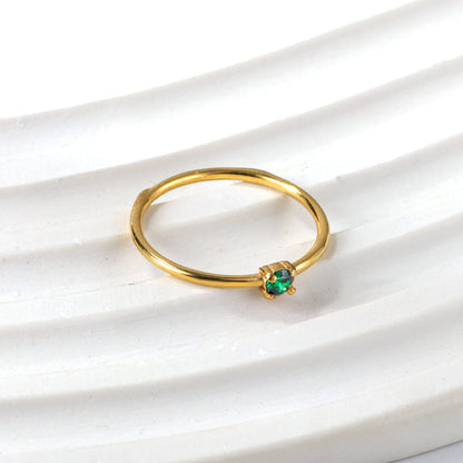 Simple plain ring inlaid with multi-color zirconia small fresh literary hundred match finger ring ring