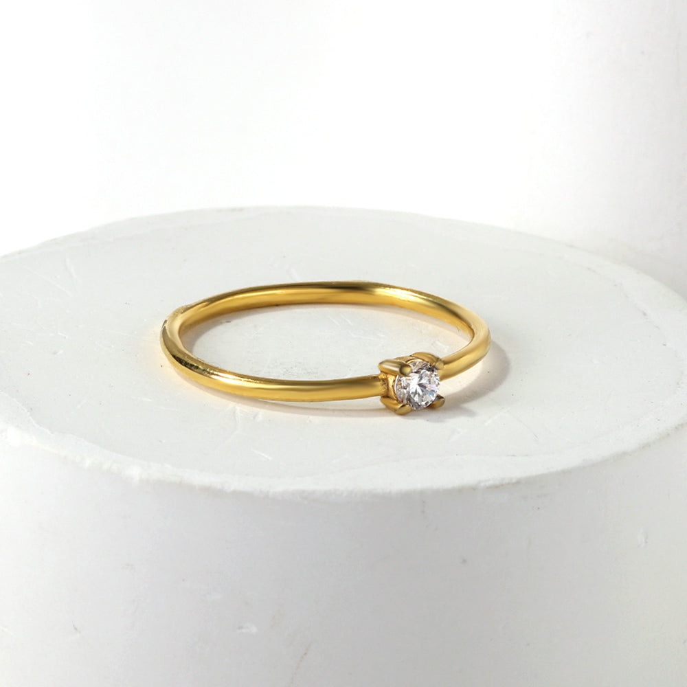 Simple plain ring inlaid with multi-color zirconia small fresh literary hundred match finger ring ring