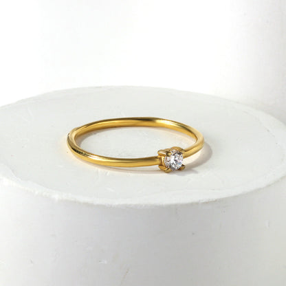 Simple plain ring inlaid with multi-color zirconia small fresh literary hundred match finger ring ring