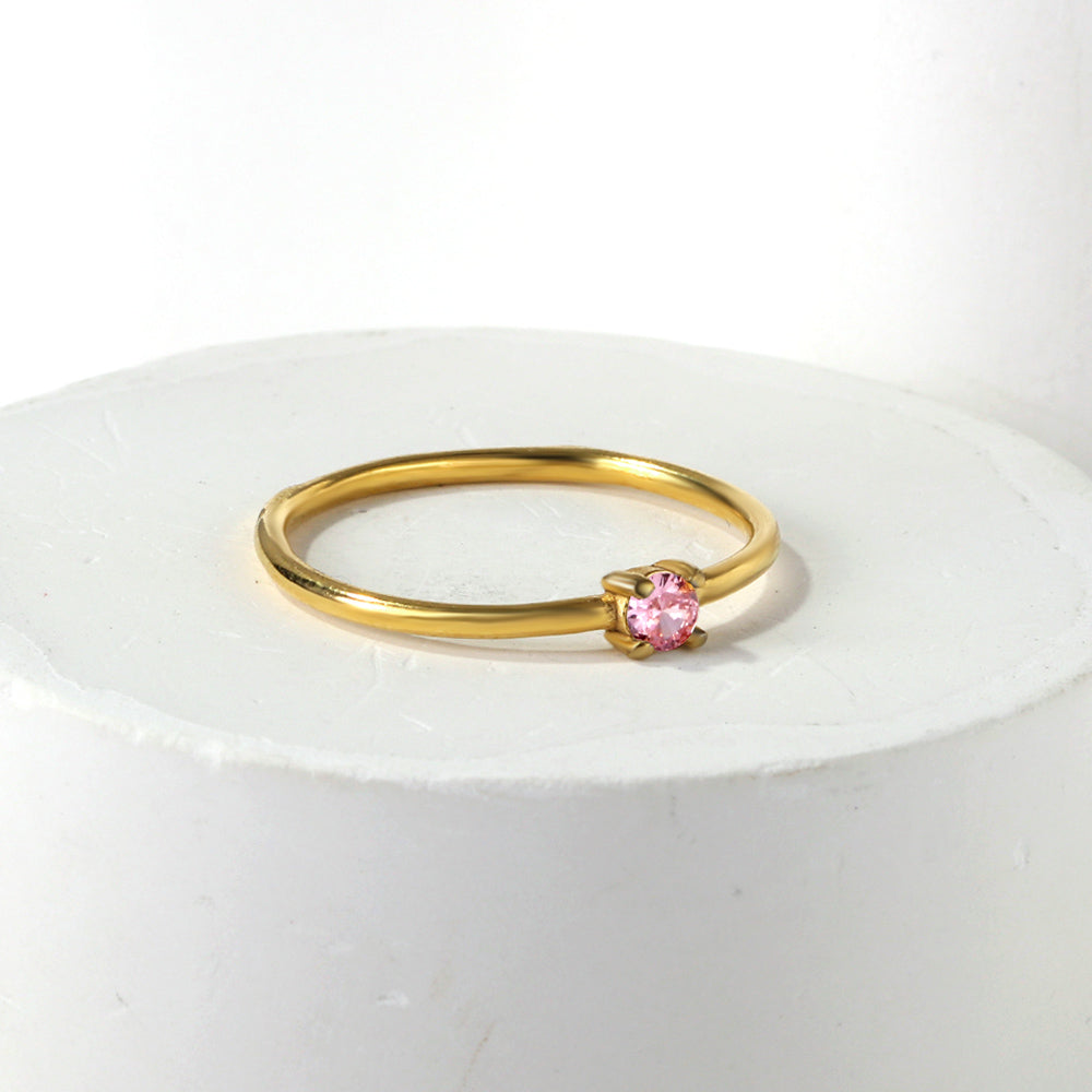 Simple plain ring inlaid with multi-color zirconia small fresh literary hundred match finger ring ring