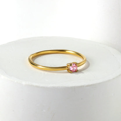 Simple plain ring inlaid with multi-color zirconia small fresh literary hundred match finger ring ring